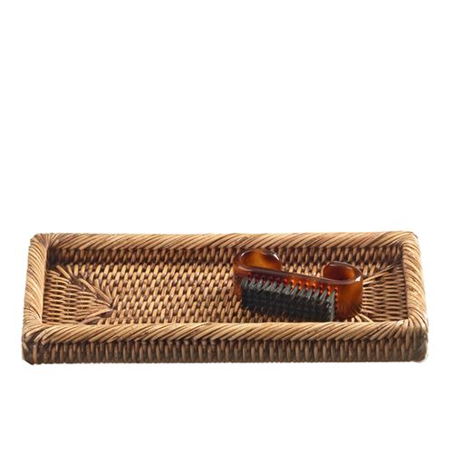 Basket KS Rattan 9.3" x 4.5" Rectangular Tray by Decor Walther Decor Walther Dark Rattan