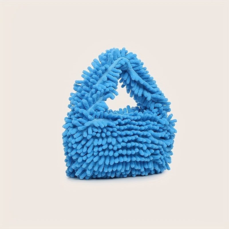 Fluffy Handbag For Women, Stylish Faux Fur Hobo Bag, Plush Clutch Purse For Evening