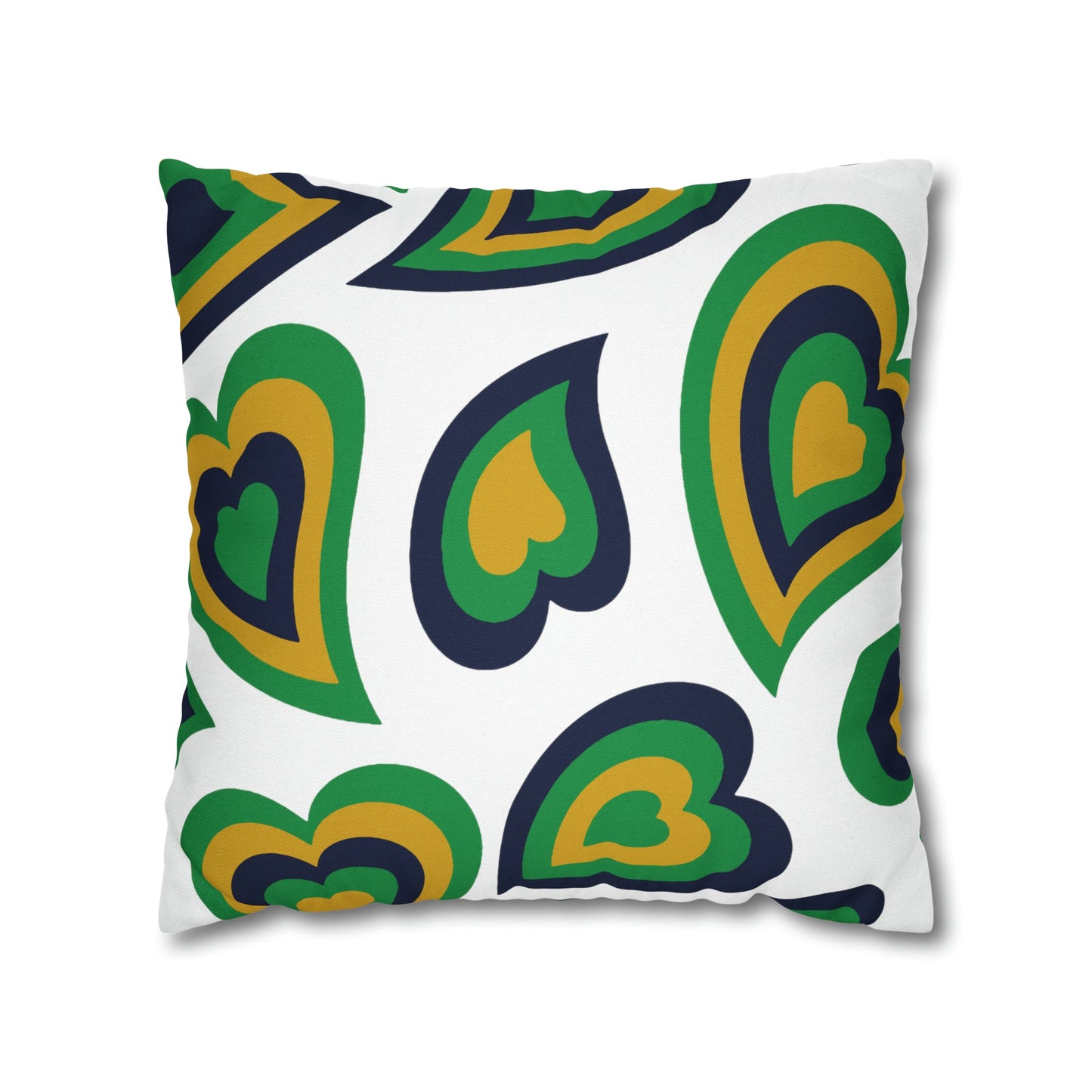 Retro Heart Pillow - Navy Gold & Green, Heart Pillow, Hearts, Valentine's Day, Notre Dame, Bed Party Pillow, Sleepaway Camp Pillow