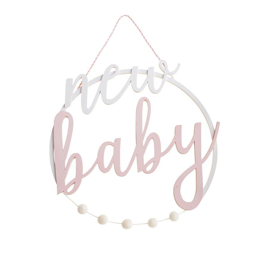 Mud Pie New Baby Pink Door Hanger