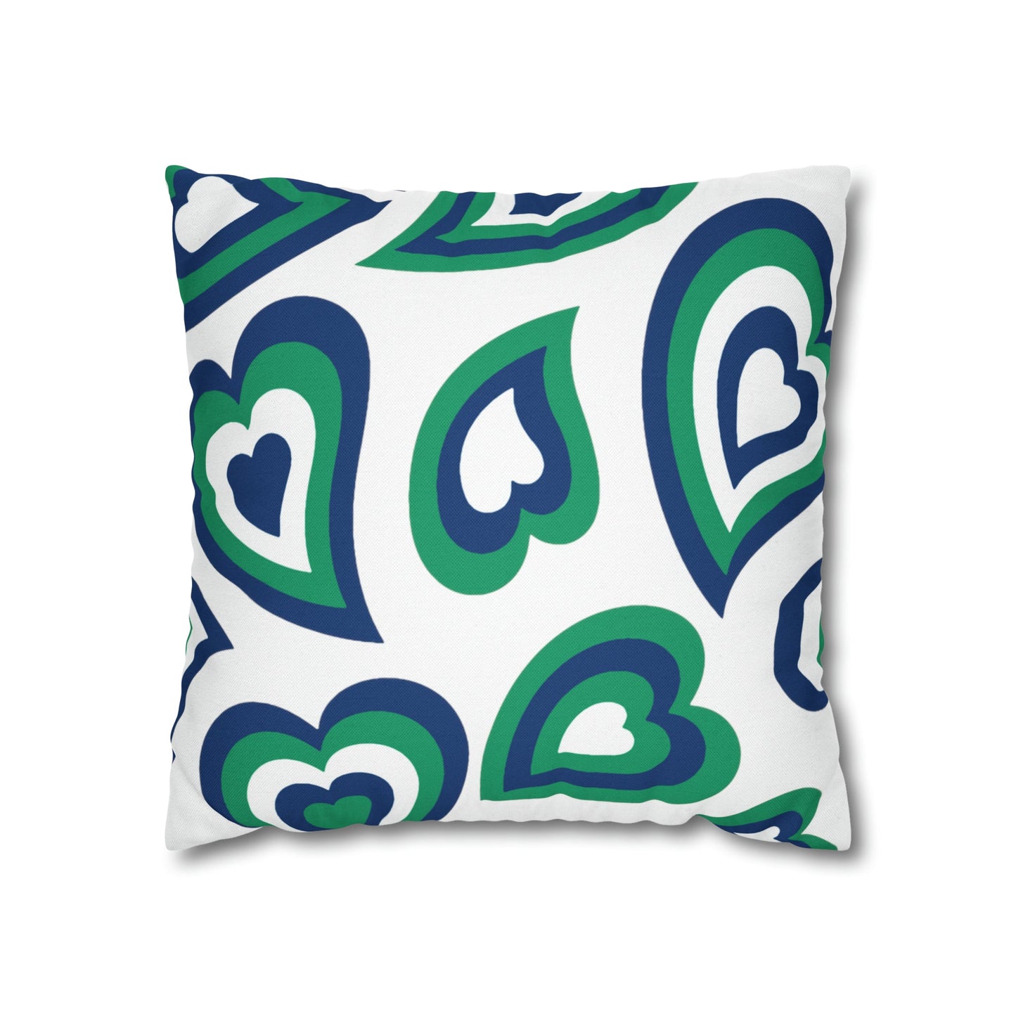 Retro Heart Pillow Cover - blue and green, Heart Pillow, Hearts, Valentine’s Day, FGCU, Florida Gulf Coast, Bed Party Pillow, Camp, dorm decor,