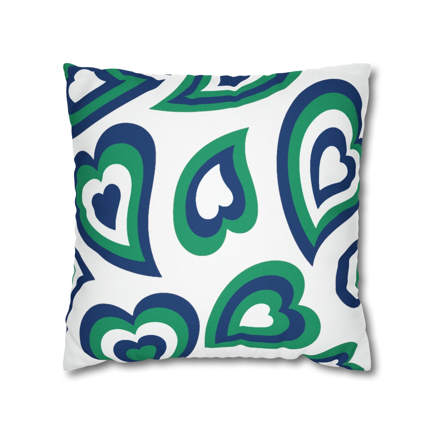 Retro Heart Pillow Cover - blue and green, Heart Pillow, Hearts, Valentine’s Day, FGCU, Florida Gulf Coast, Bed Party Pillow, Camp, dorm decor,