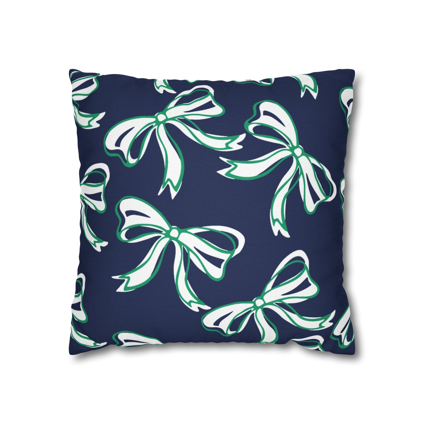 Trendy Bow College Pillow Cover - Dorm Pillow, Graduation Gift,Bed Party Gift,Acceptance Gift,College Gift, Notre Dame, navy and green