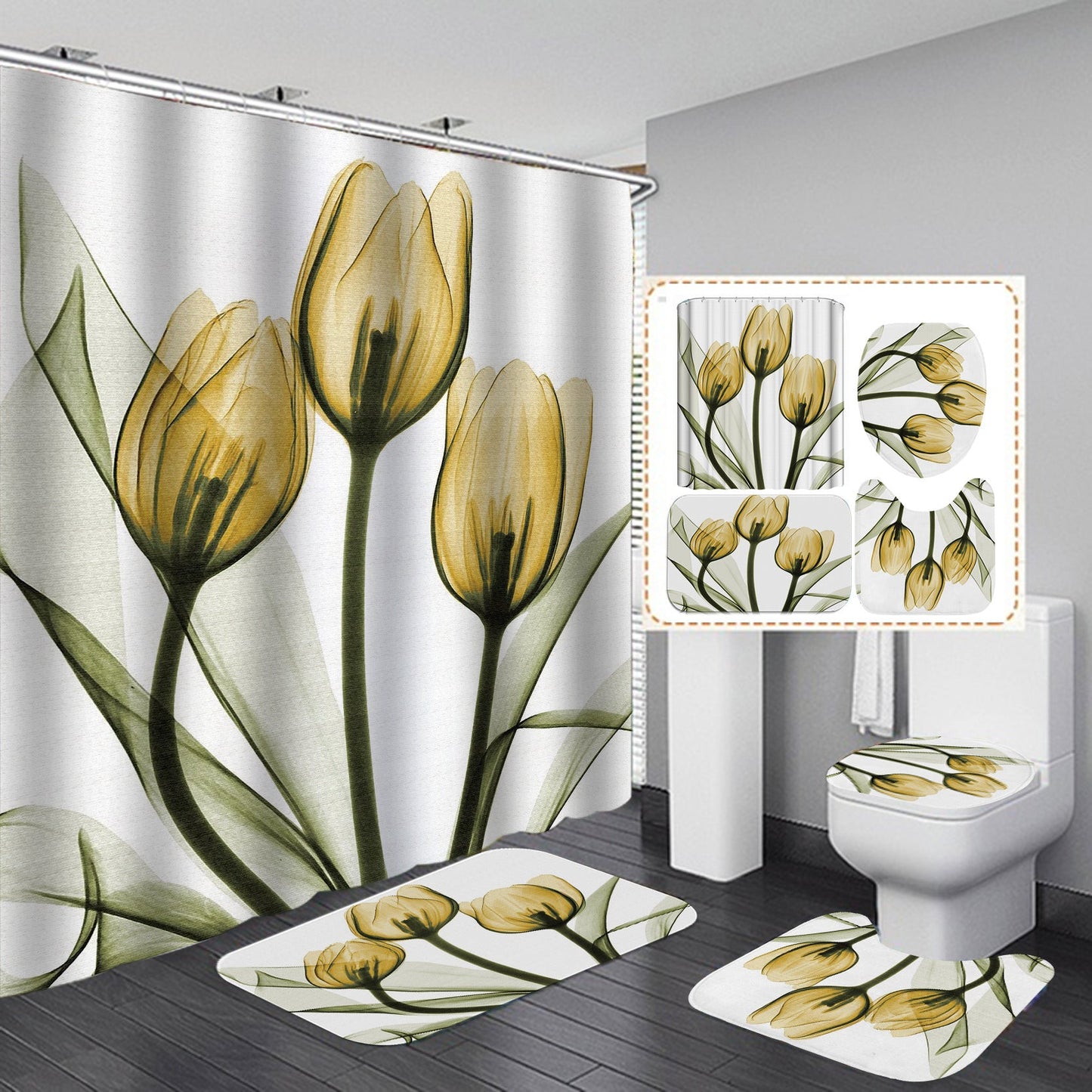 Simple Flower Series Shower Curtain