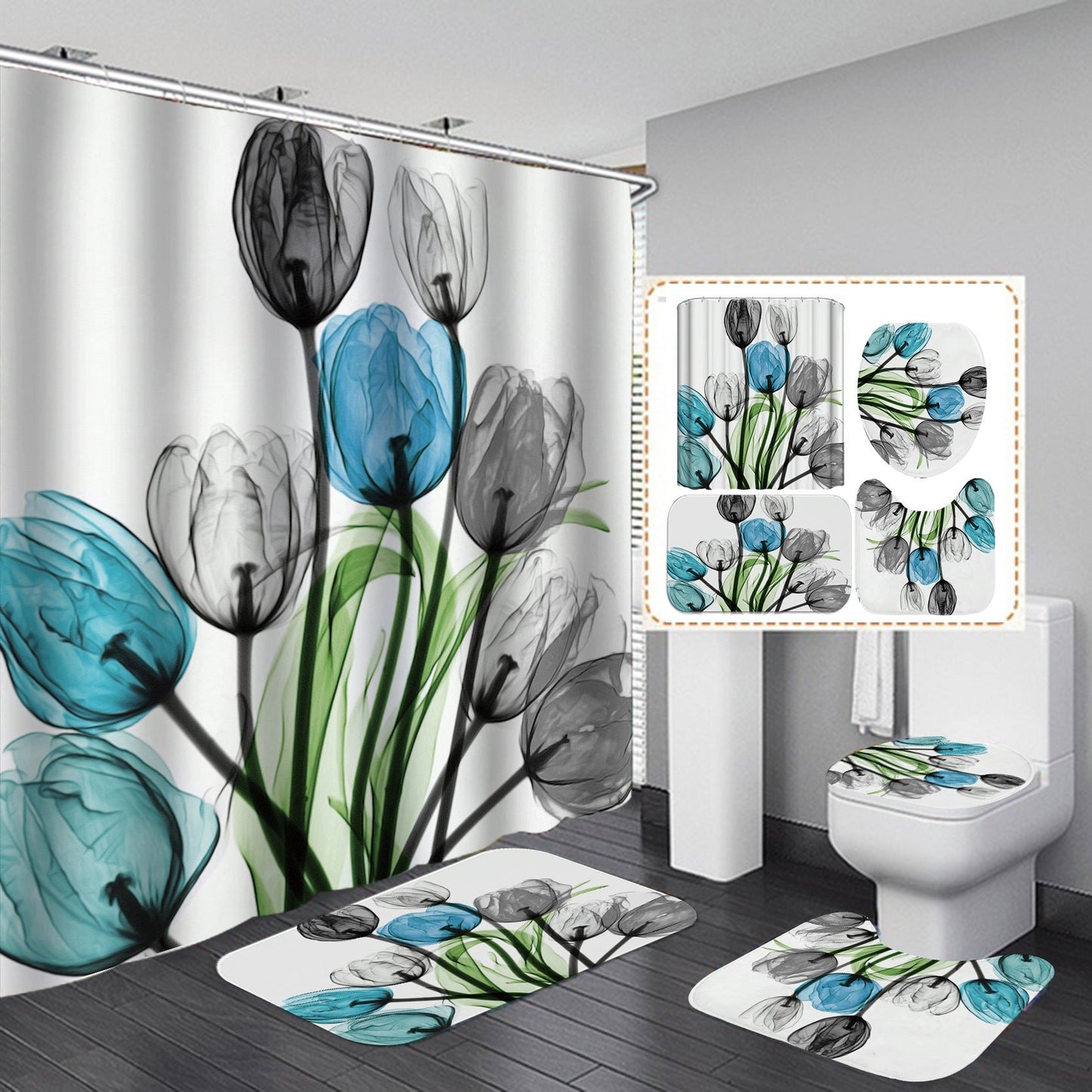 Simple Flower Series Shower Curtain