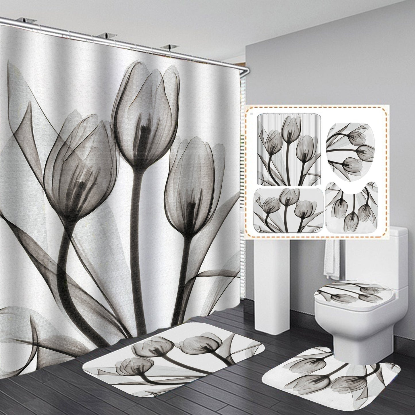 Simple Flower Series Shower Curtain