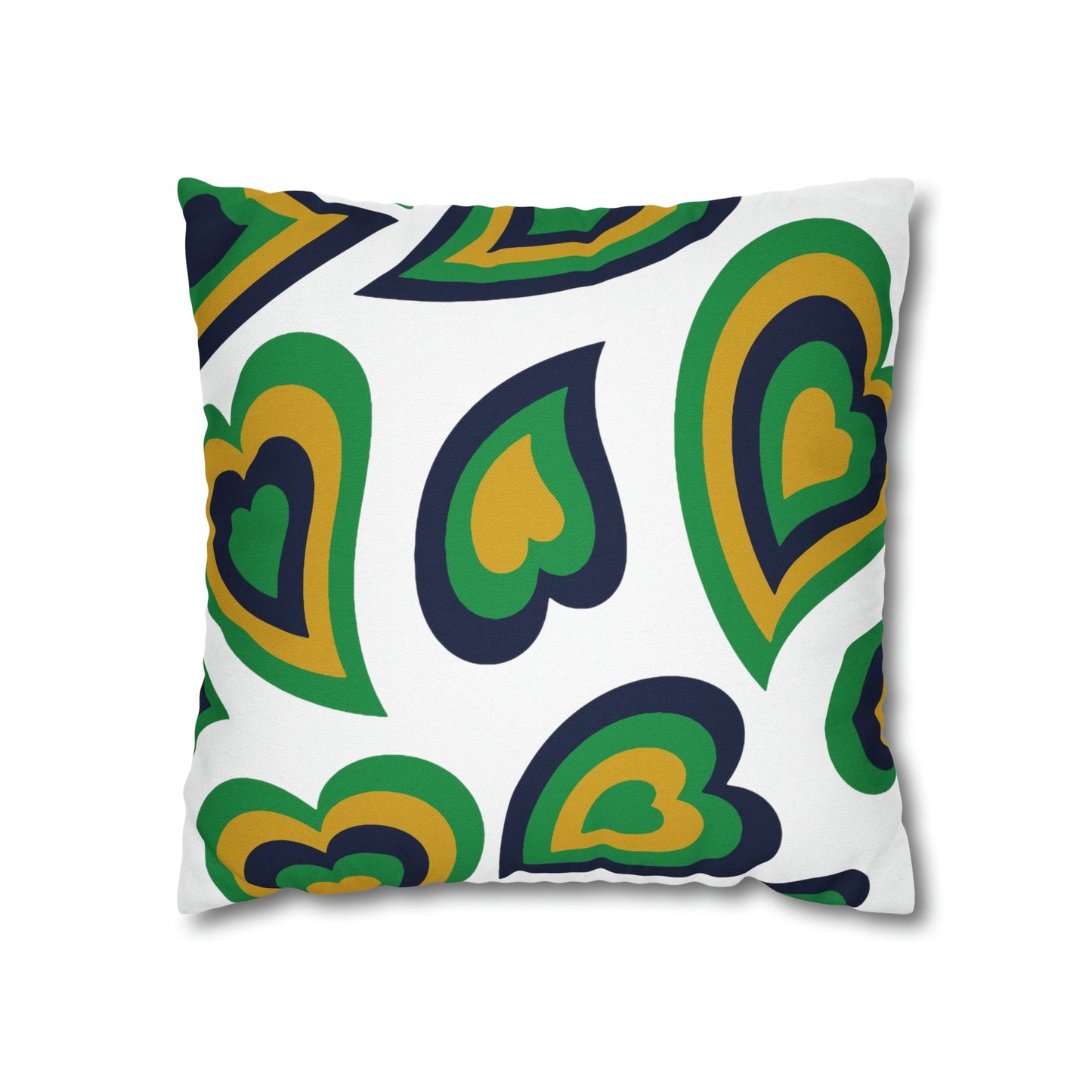 Retro Heart Pillow - Navy Gold & Green, Heart Pillow, Hearts, Valentine's Day, Notre Dame, Bed Party Pillow, Sleepaway Camp Pillow