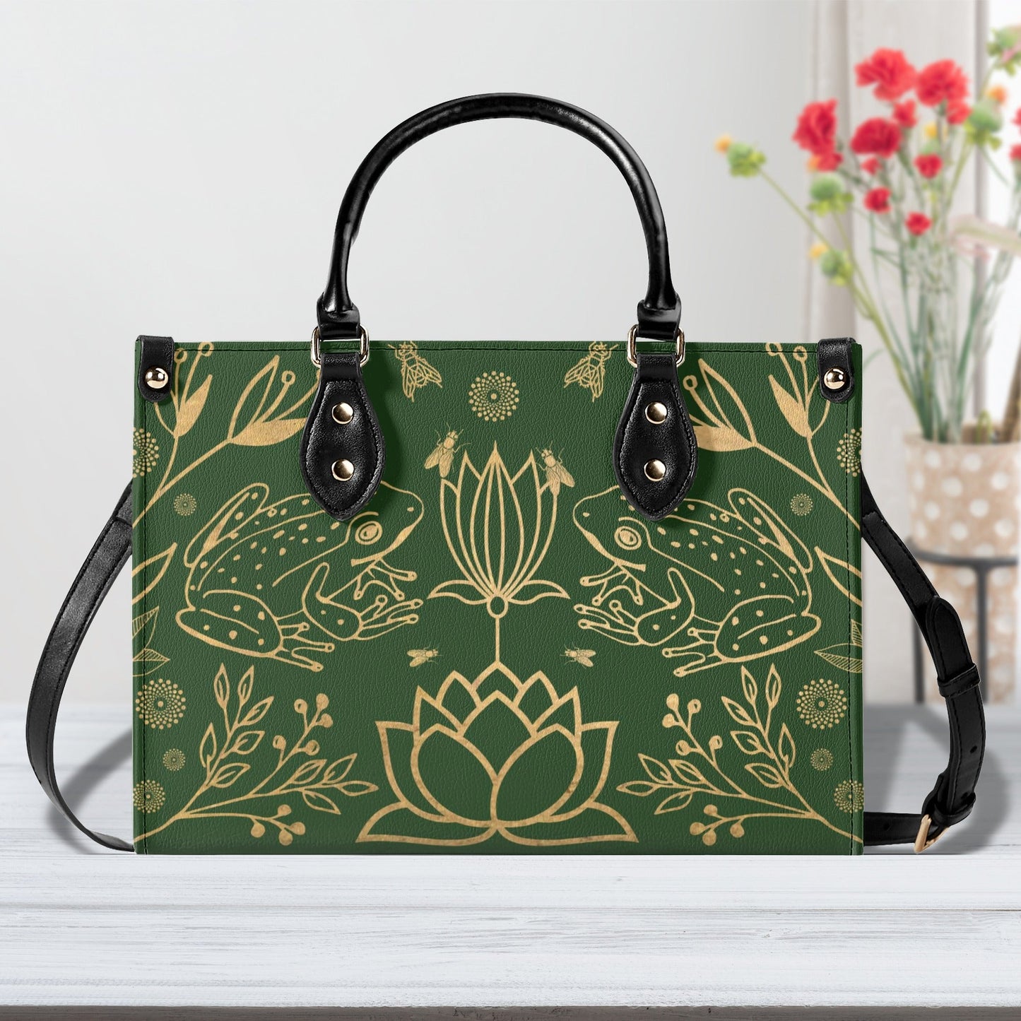 Moon Flowers #1 Luxury Womens PU Leather Handbag