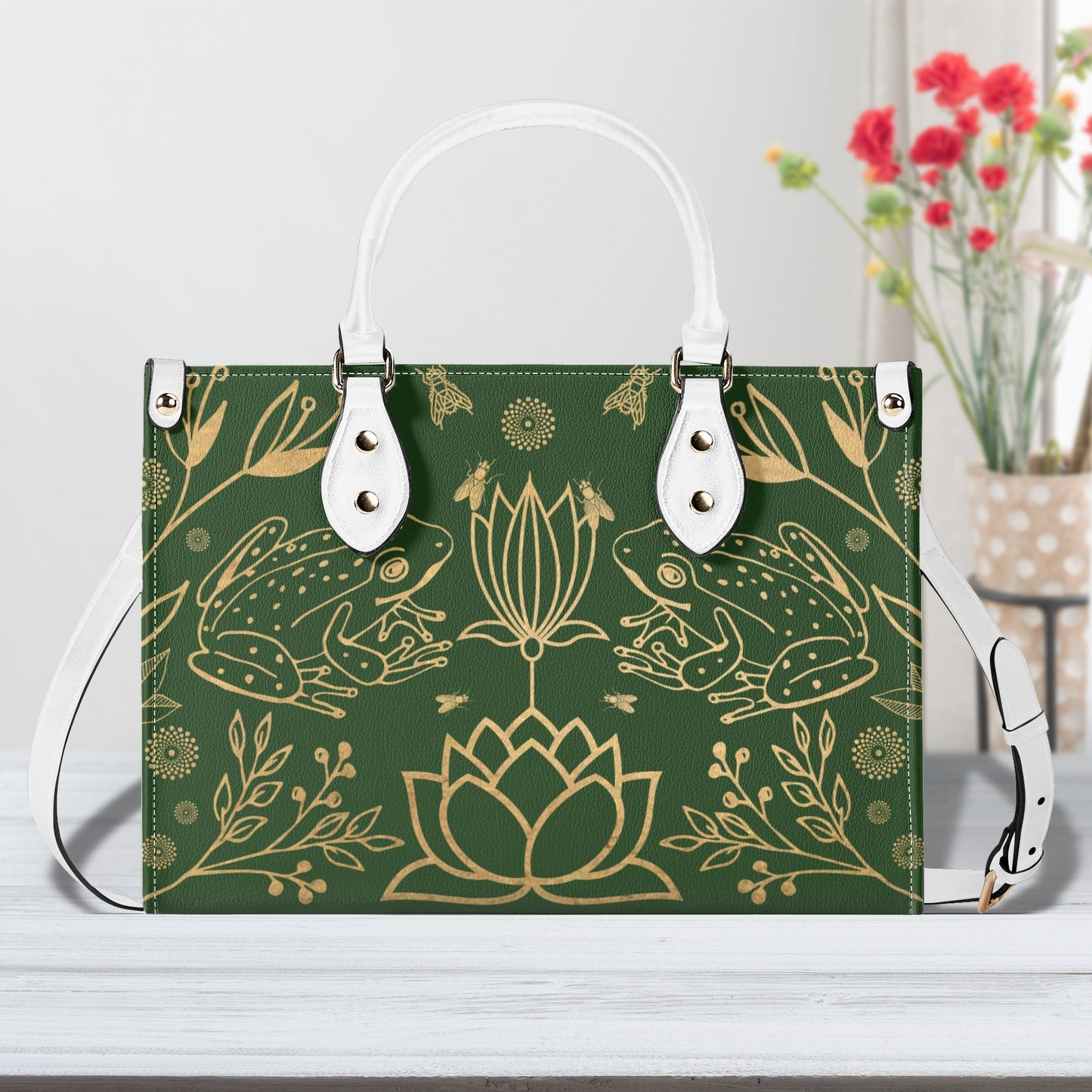 Moon Flowers #1 Luxury Womens PU Leather Handbag
