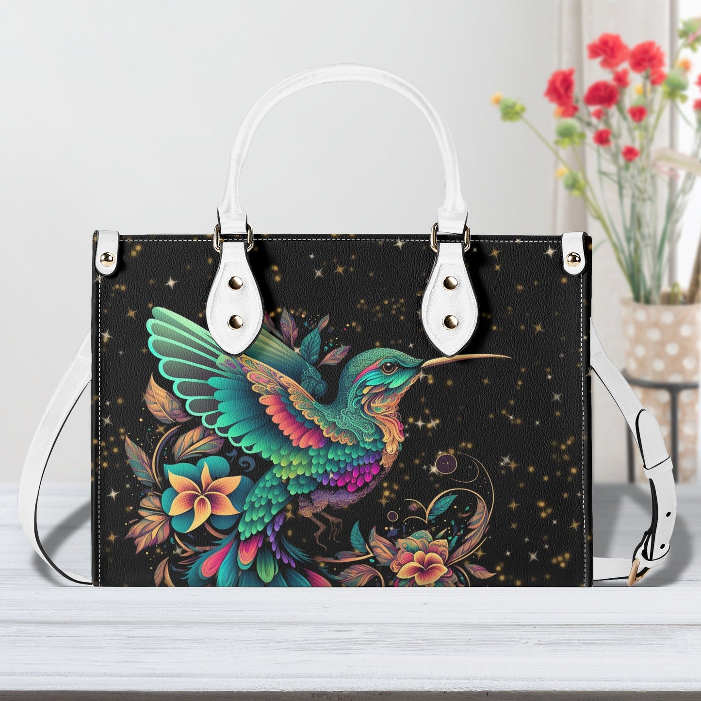 Enchanting Hummingbird Luxury Womens PU Leather Handbag