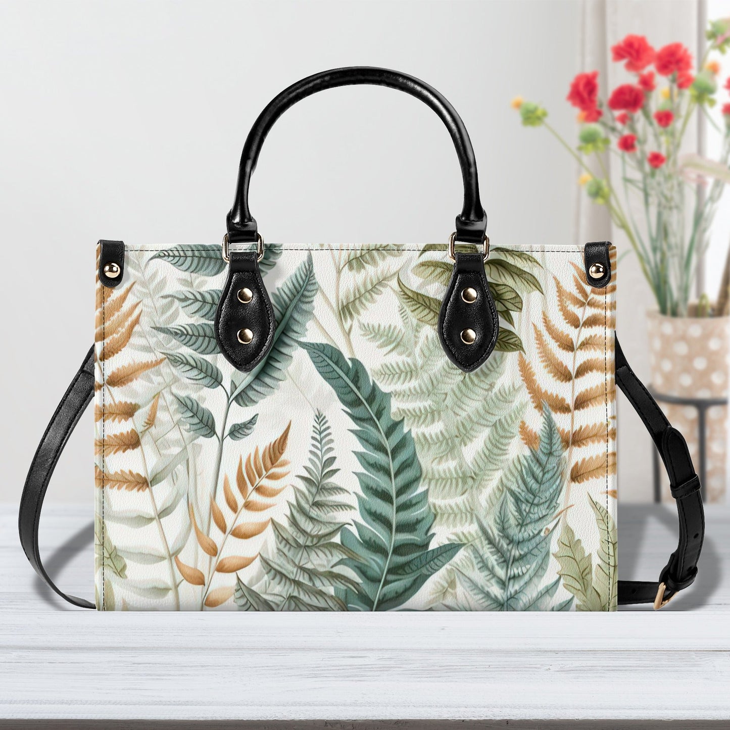 Botanical Ferns Womens Luxury Vegan Handbag