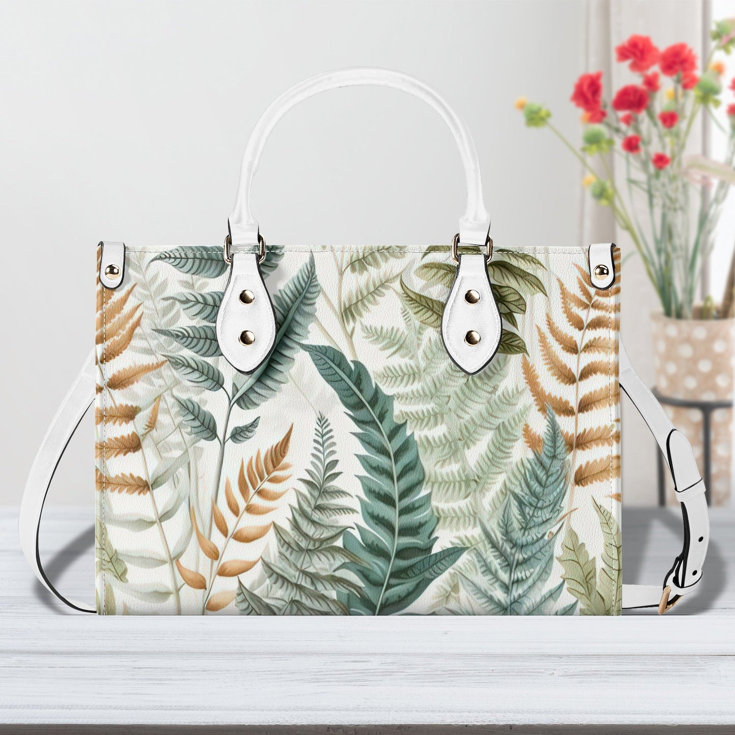Botanical Ferns Womens Luxury Vegan Handbag