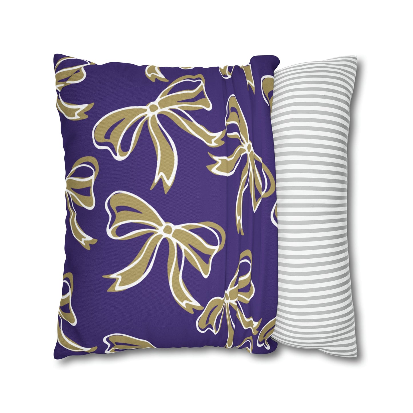Trendy Bow College Pillow Cover - Dorm Pillow, Graduation Gift, Bed Party Gift, Acceptance Gift, College Gift, James Madison, JMU Dukes