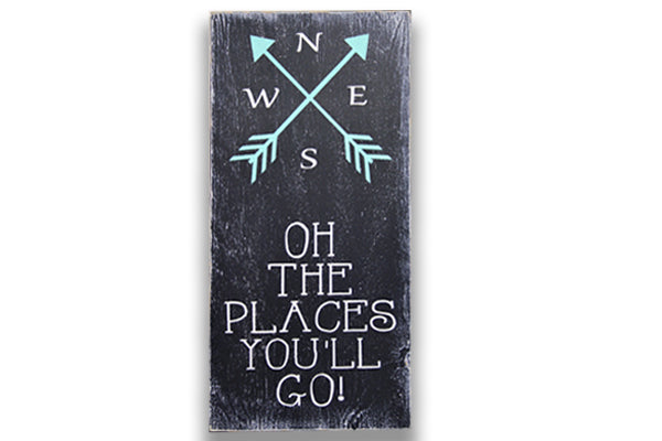 Oh The Places You'll Go Wood Sign Boys Nursery Decor