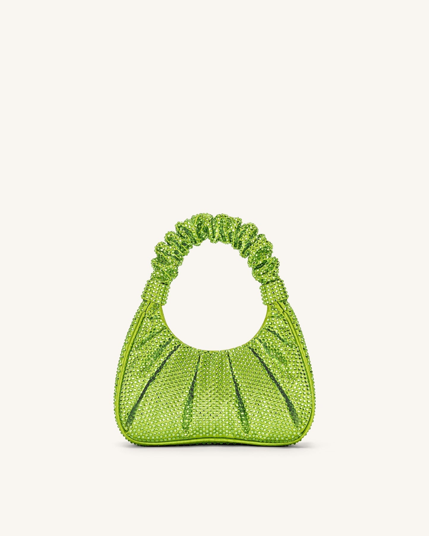 Gabbi Artificial Crystal Medium Ruched Hobo Handbag - Green