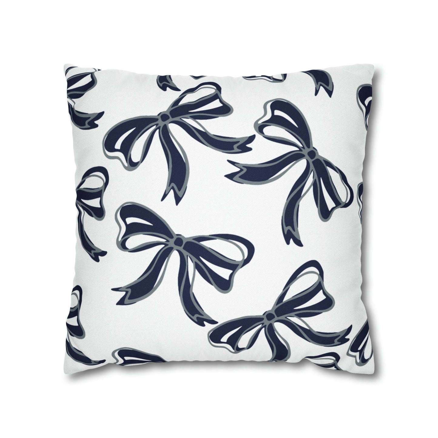 Trendy Bow College Pillow Cover - Dorm Pillow,Graduation Gift,Bed Party Gift,Acceptance Gift,College Gift, UConn, Monmouth, navy and grey