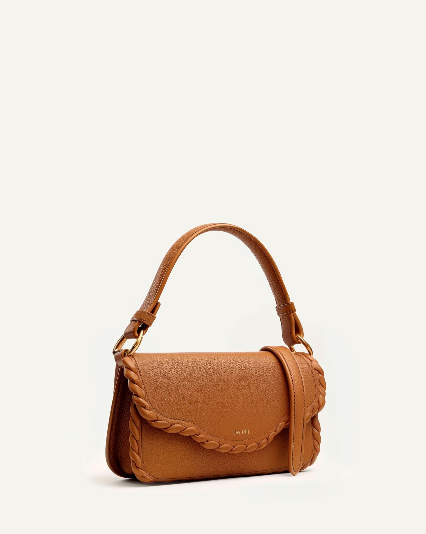 Braided Embellished Crossbody Bag - Brown