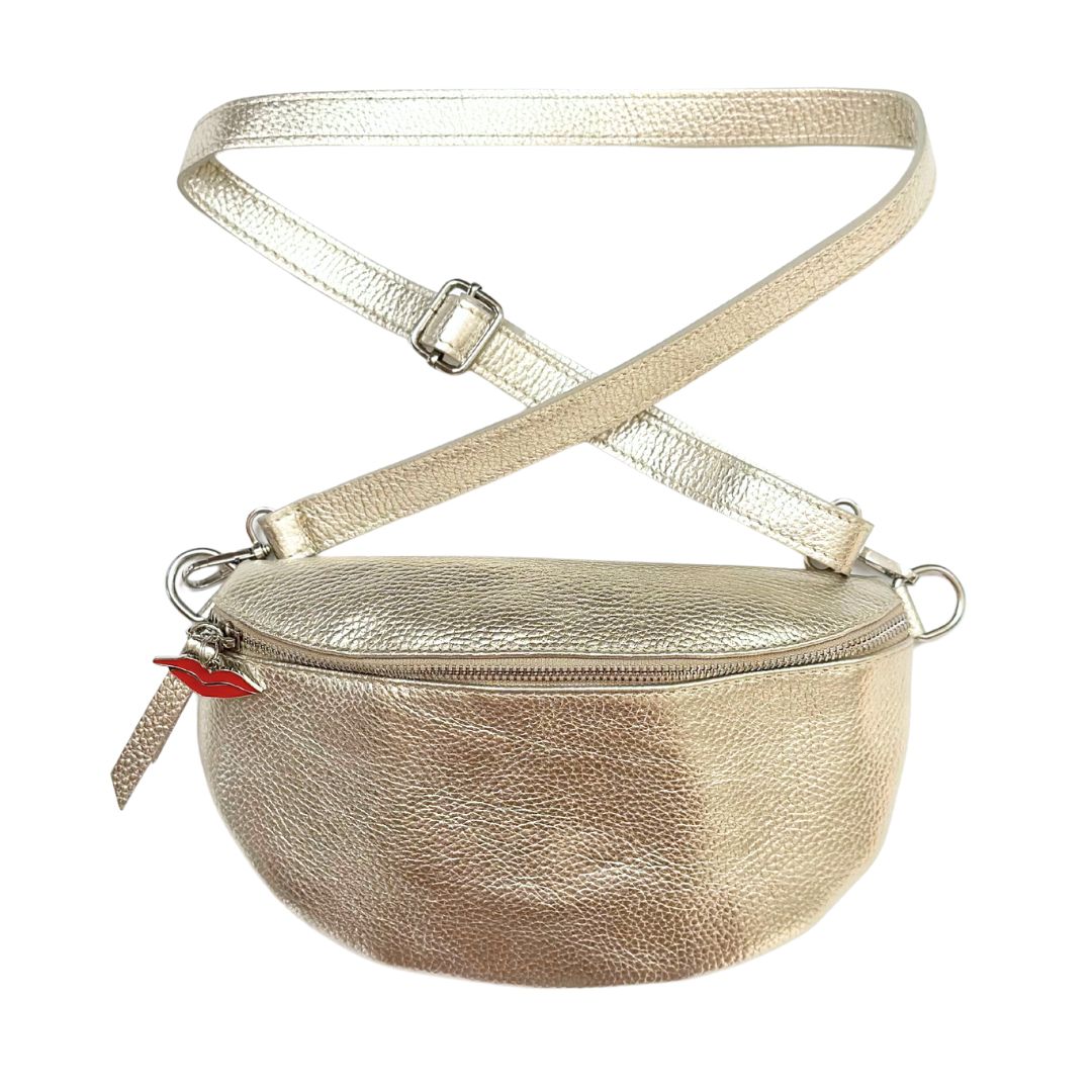 Santorini City Bag in Champagne Gold - With Leather Strap