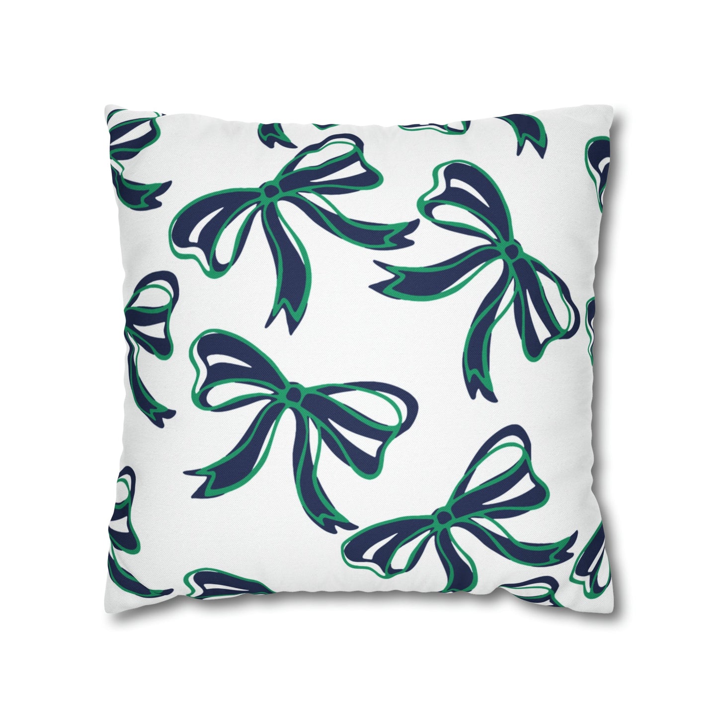 Trendy Bow College Pillow Cover - Dorm Pillow, Graduation Gift,Bed Party Gift,Acceptance Gift,College Gift, Notre Dame, navy and green