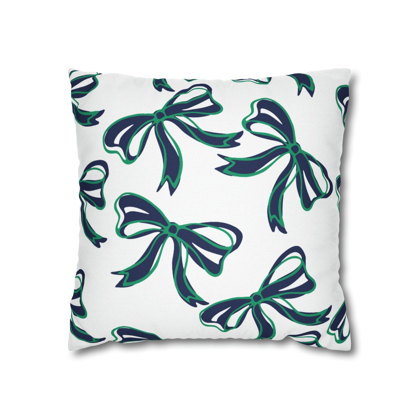 Trendy Bow College Pillow Cover - Dorm Pillow, Graduation Gift,Bed Party Gift,Acceptance Gift,College Gift, Notre Dame, navy and green