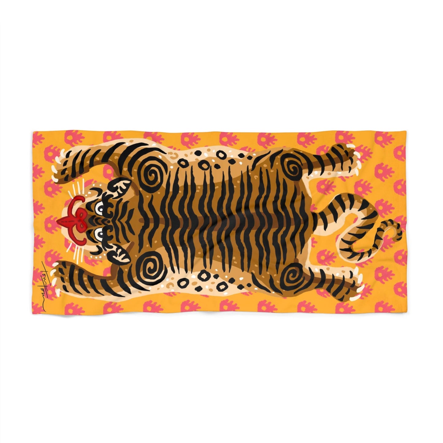 Orange Tiger Beach Towel