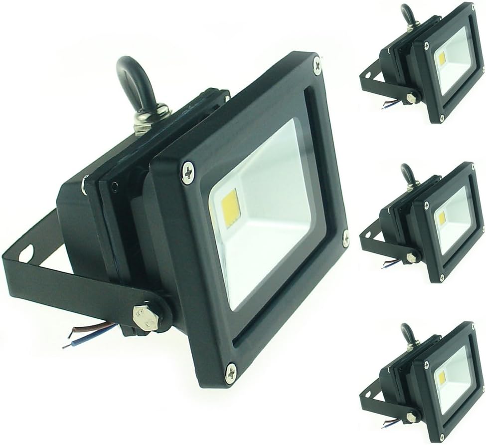 10W 12V 24V DC AC Low Voltage LED Flood Light Lamp Floodlight Security Outdoor Waterproof Ultra Bright Black, 4 Pack Cool White
