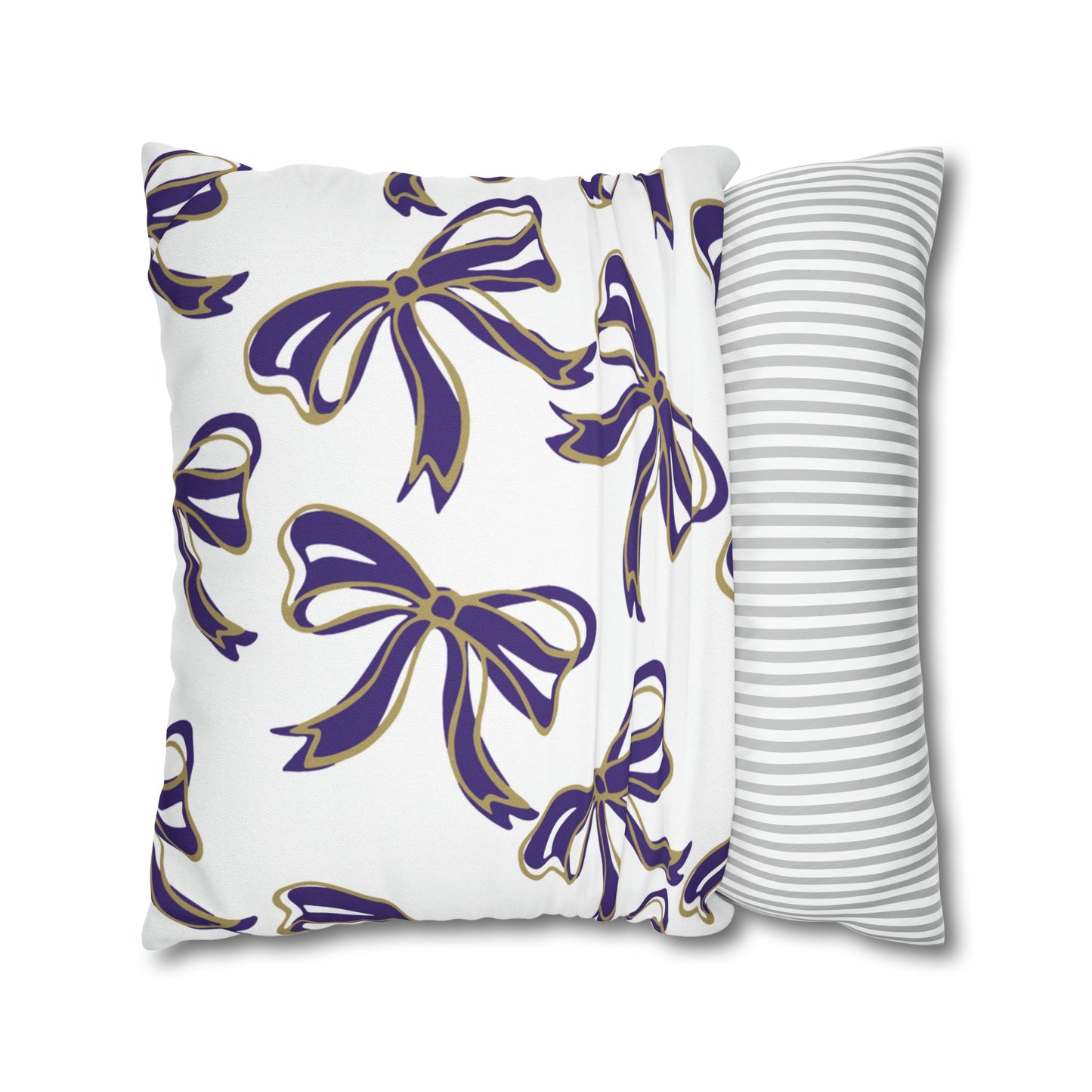 Trendy Bow College Pillow Cover - Dorm Pillow, Graduation Gift, Bed Party Gift, Acceptance Gift, College Gift, James Madison, JMU Dukes