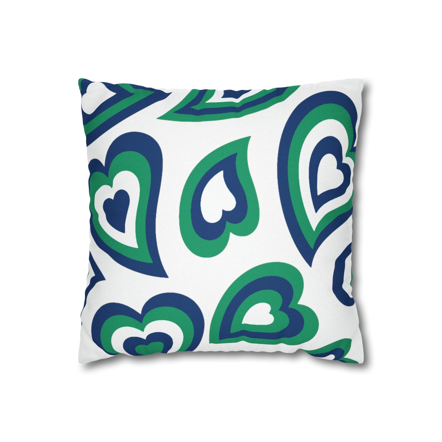 Retro Heart Pillow Cover - blue and green, Heart Pillow, Hearts, Valentine’s Day, FGCU, Florida Gulf Coast, Bed Party Pillow, Camp, dorm decor,