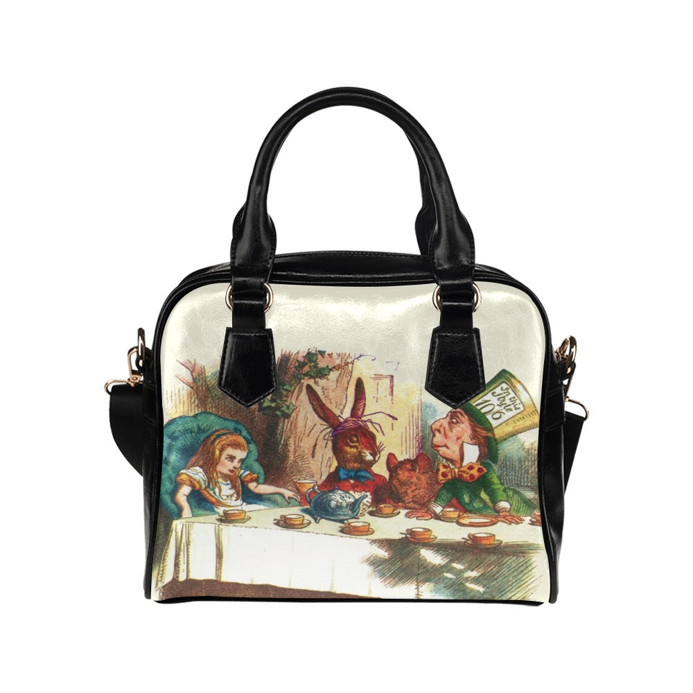Vintage Illustration Alice In Wonderland Tea Party Handbag Bowler Bag Purse