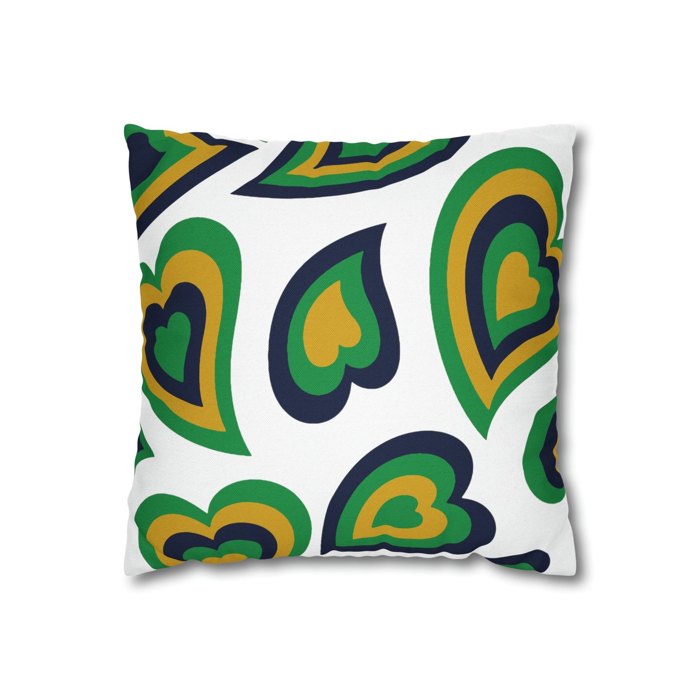 Retro Heart Pillow - Navy Gold & Green, Heart Pillow, Hearts, Valentine's Day, Notre Dame, Bed Party Pillow, Sleepaway Camp Pillow