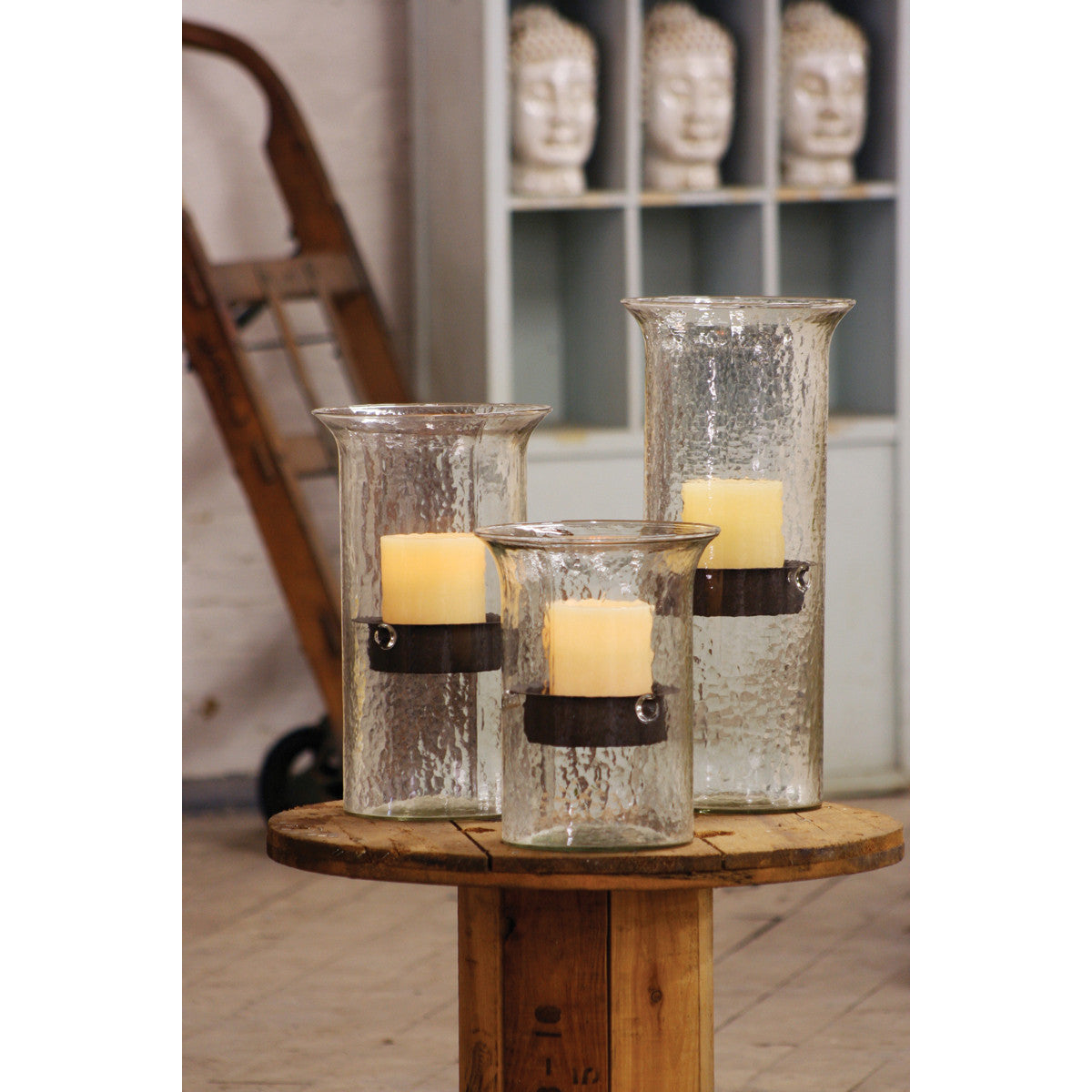 Original Glass Candle Cylinder with Rustic Insert \ Large