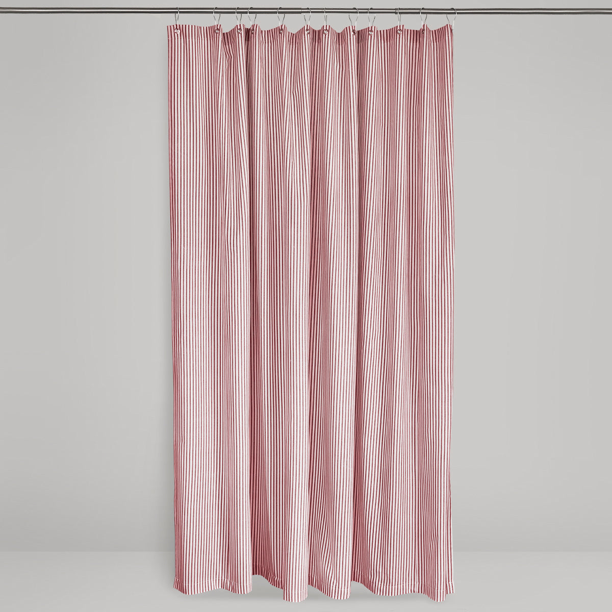 Red Ticking Stripe Shower Curtain