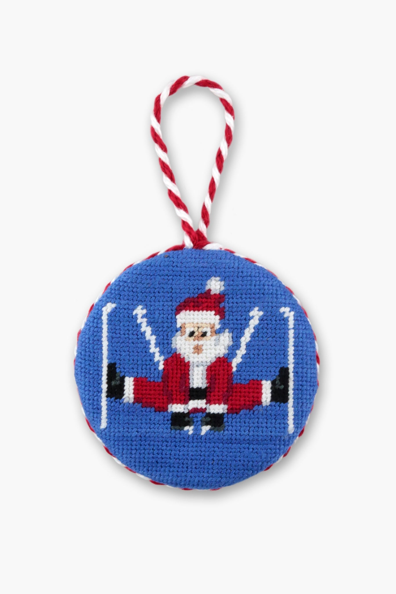 Skiing Santa Needlepoint Ornament