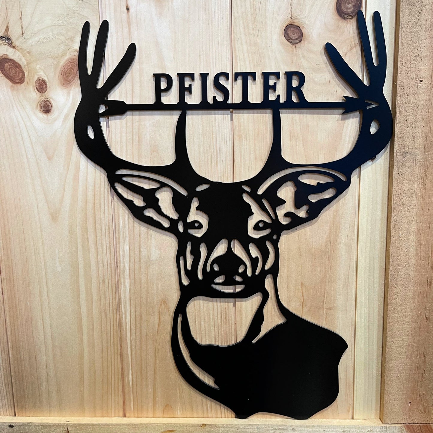 Bow Hunting Deer Head - Antler Sign - Family Name Wall Decor - 24" Hunter Gift