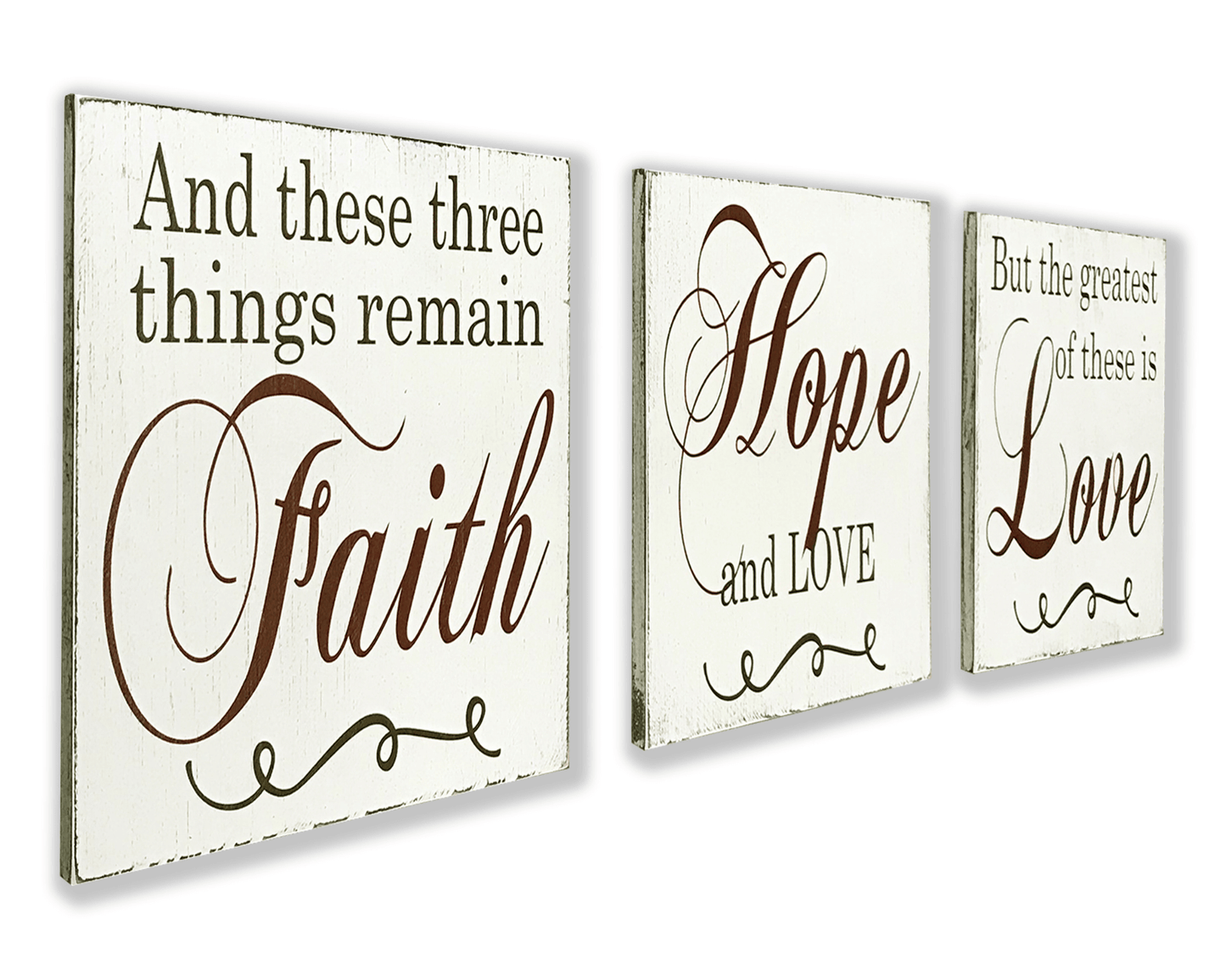 Faith Hope And Love Wood Sign Set Christian Wall Decor