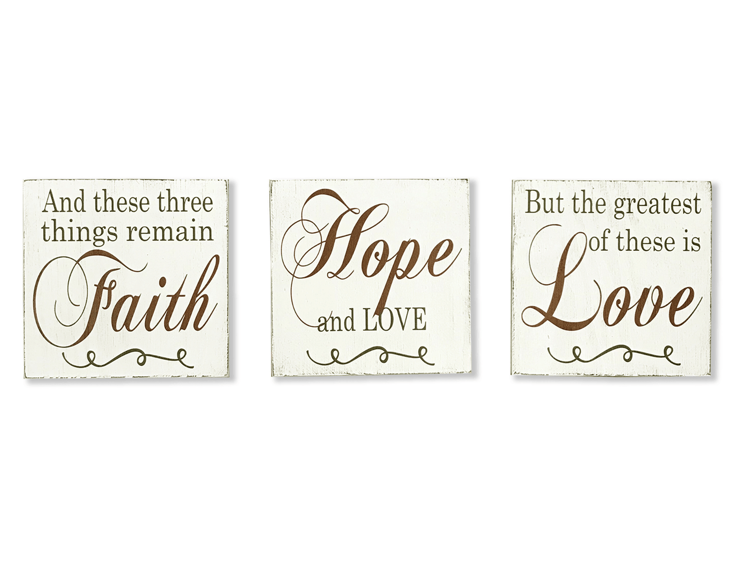 Faith Hope And Love Wood Sign Set Christian Wall Decor