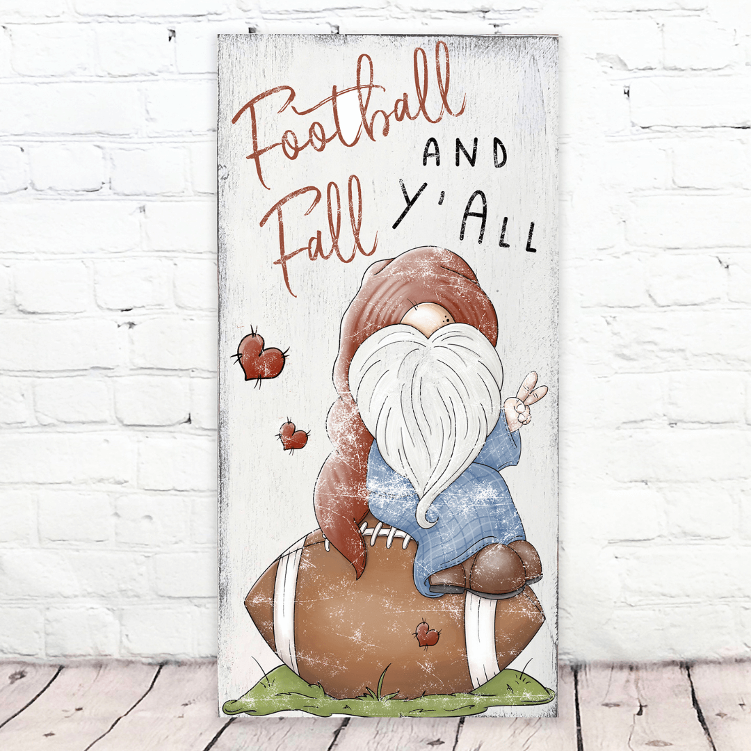 Football and Fall Y'all Gnome Wood Sign