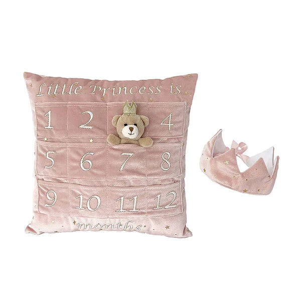Mon Ami Prince First Year Milestone Pillow & Crown Gift Set