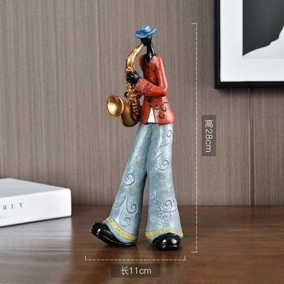 Rock Band Art Statue: Resin Character Model for Creative Home Decor and Craft Supplies