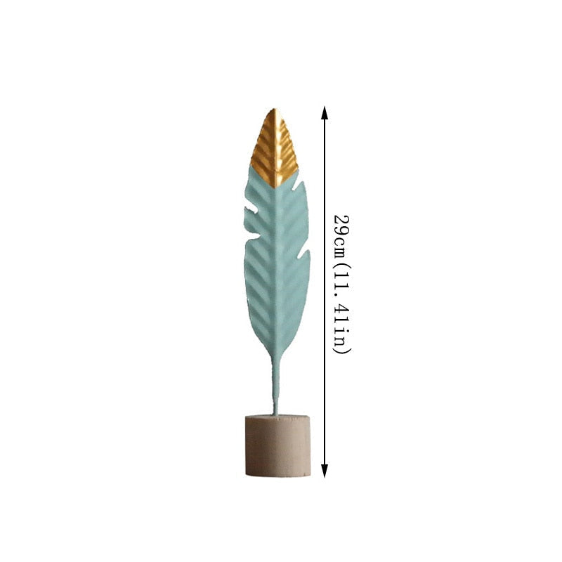 Modern Feather Wooden Decorations: Simple Miniature Figurines for Home and Office Decor