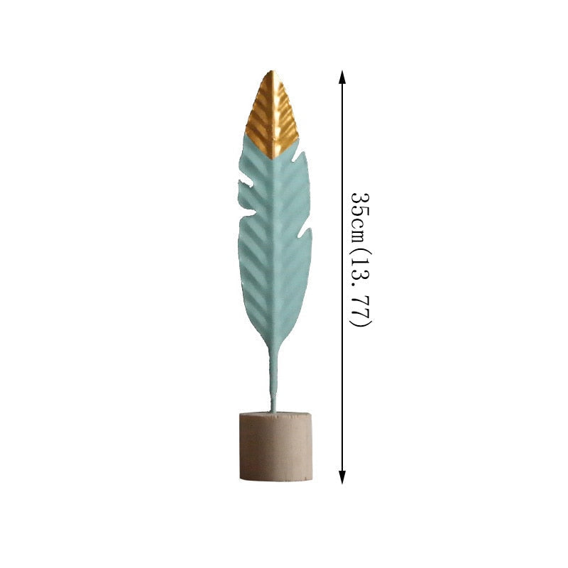 Modern Feather Wooden Decorations: Simple Miniature Figurines for Home and Office Decor