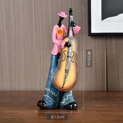 Rock Band Art Statue: Resin Character Model for Creative Home Decor and Craft Supplies