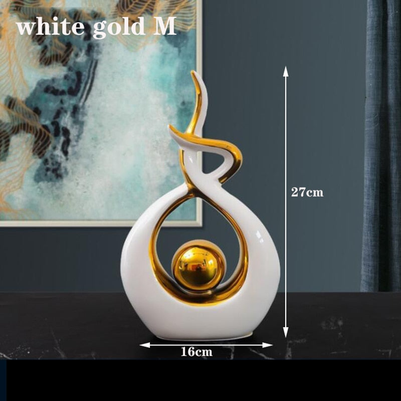 Modern Abstract Art Statue: Ceramics Statue Figurine for Home Decor, Unique Ornaments and Sculpture Decoration for Living Room Table Centerpiece
