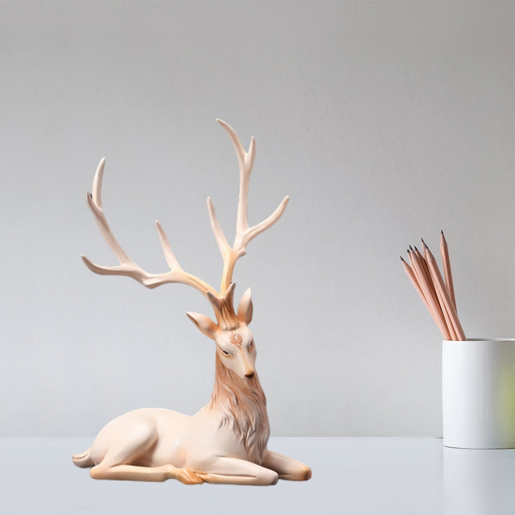 Elegant Black Deer Decoration: Reindeer Ornaments for Shelf and Living Room, Craft Furnishings, Elk Sculptures for Home Decor