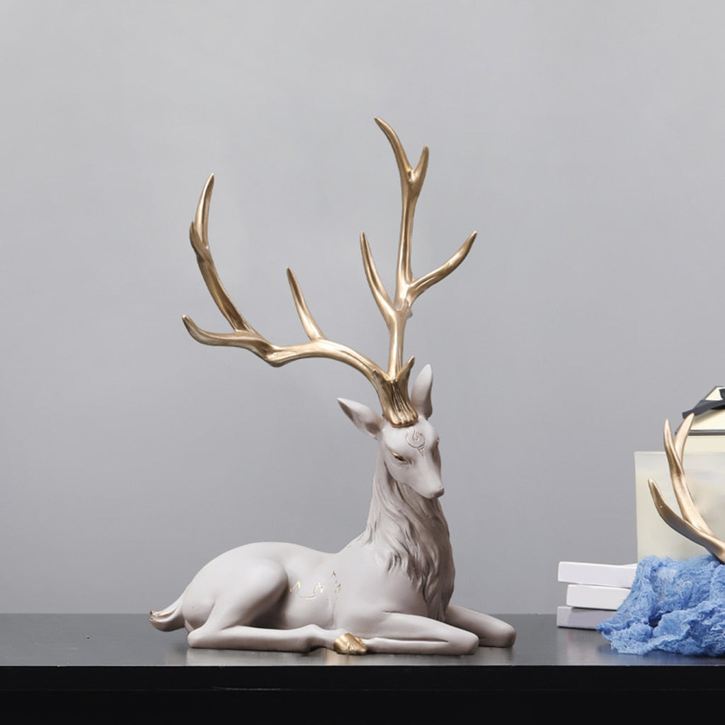 Elegant Black Deer Decoration: Reindeer Ornaments for Shelf and Living Room, Craft Furnishings, Elk Sculptures for Home Decor