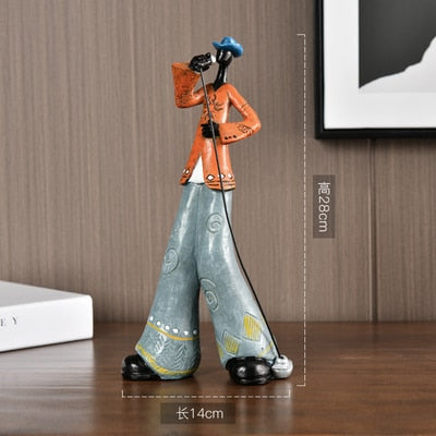 Rock Band Art Statue: Resin Character Model for Creative Home Decor and Craft Supplies