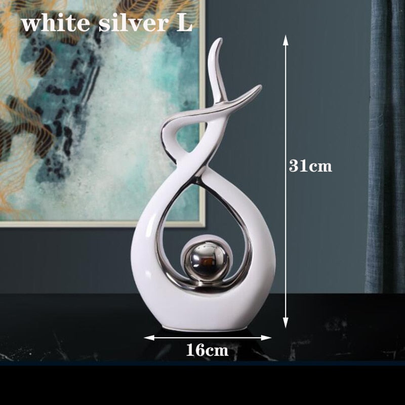 Modern Abstract Art Statue: Ceramics Statue Figurine for Home Decor, Unique Ornaments and Sculpture Decoration for Living Room Table Centerpiece