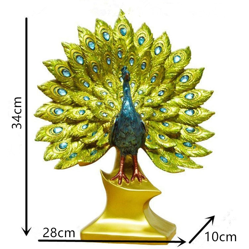 European Peacock Ornament: Elegant Resin Decoration for Home and Wedding Gifts