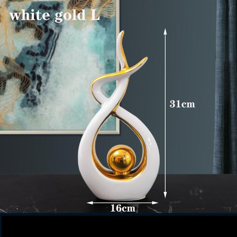 Modern Abstract Art Statue: Ceramics Statue Figurine for Home Decor, Unique Ornaments and Sculpture Decoration for Living Room Table Centerpiece
