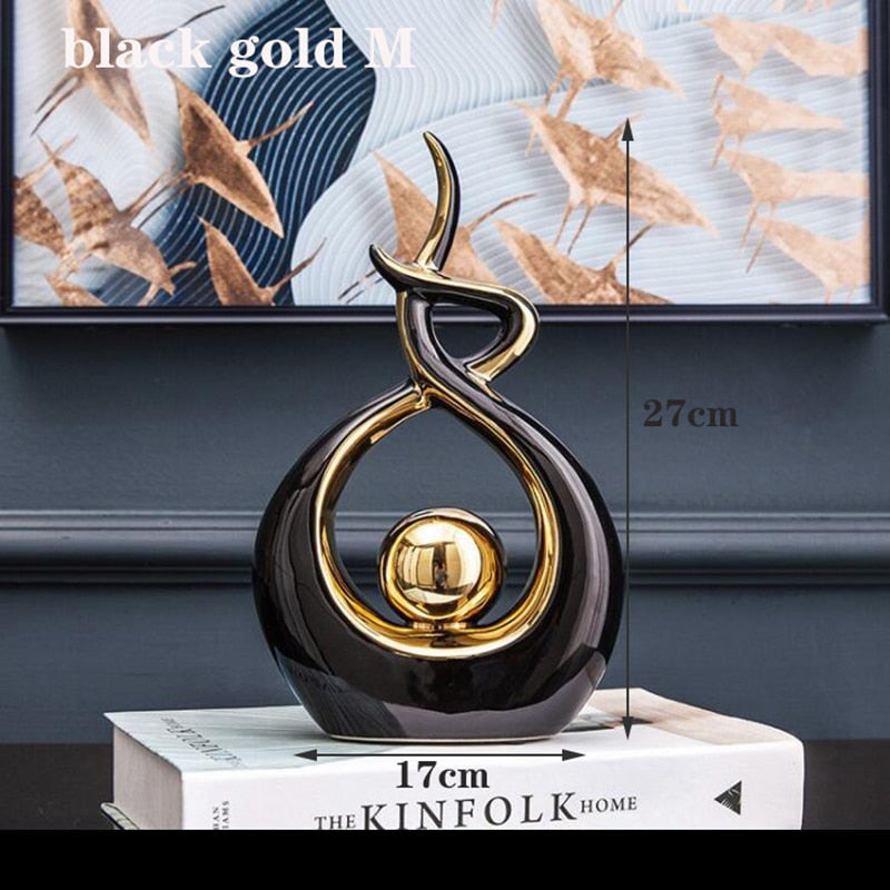 Modern Abstract Art Statue: Ceramics Statue Figurine for Home Decor, Unique Ornaments and Sculpture Decoration for Living Room Table Centerpiece